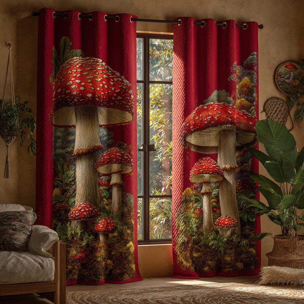 Jolly Mushroom Grove Quilted Curtains