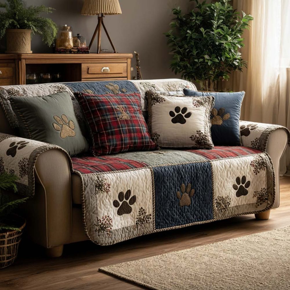 Jolly Paw Quilted Sofa Cover