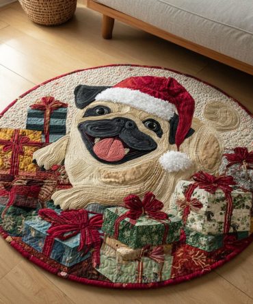 Jolly Pug Presents Quilted Round Mat