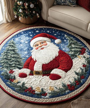 Jolly Santa Quilted Round Mat