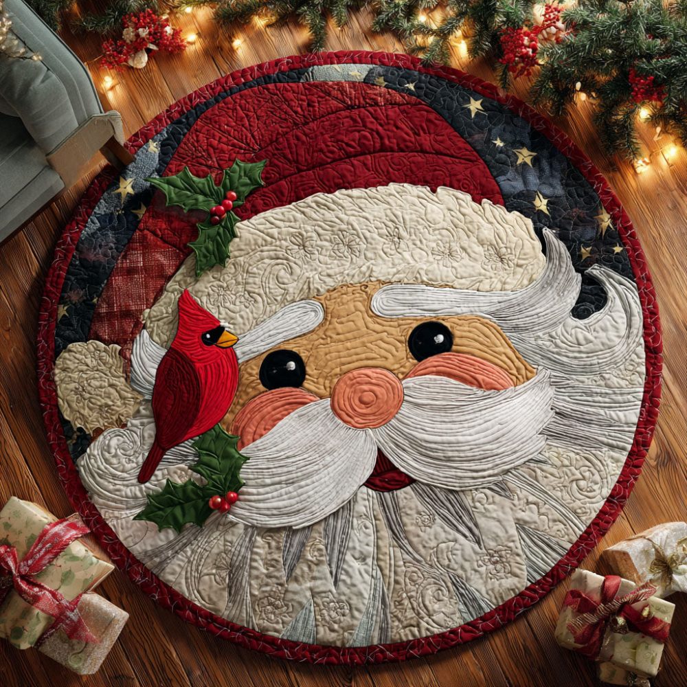 Jolly Santa Quilted Round Mat