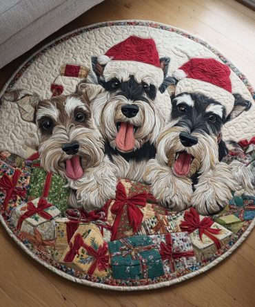 Jolly Schnauzer Dog Quilted Round Mat