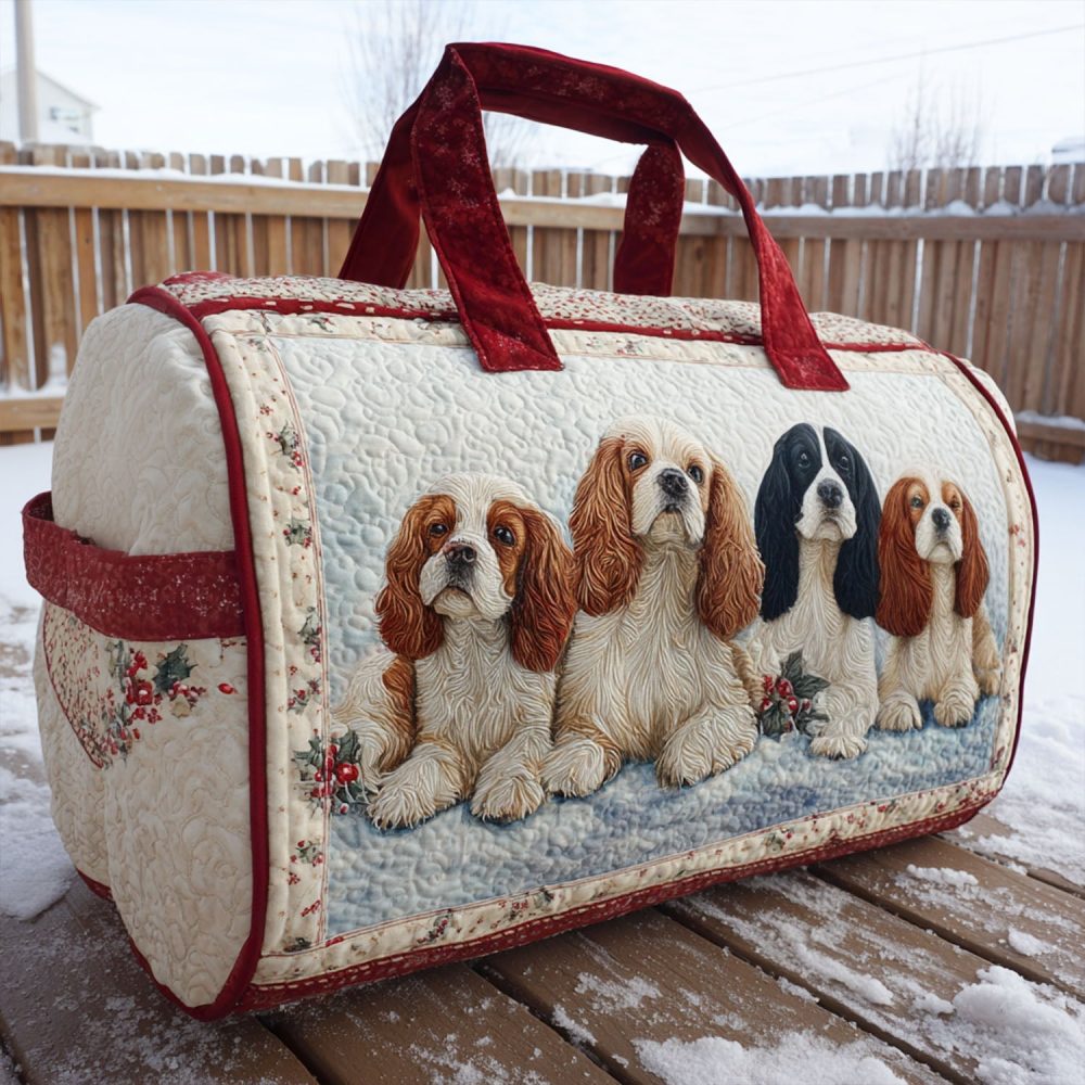 Joyful Spaniel Quilted Duffle Bag