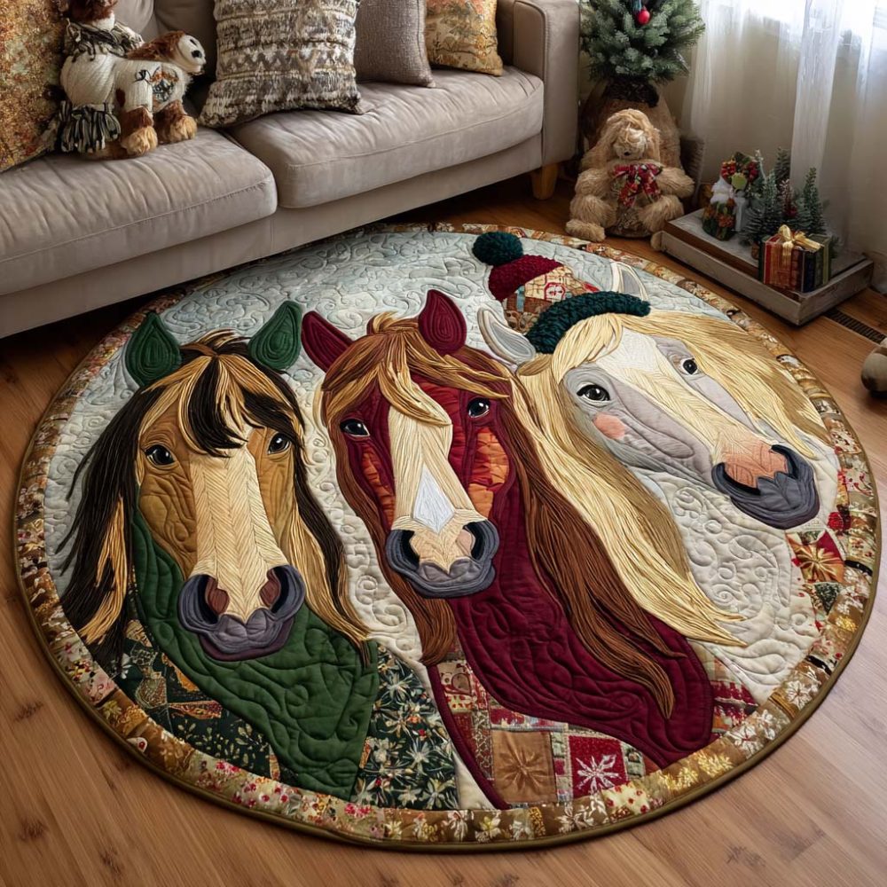 Joyful Trio Quilted Round Mat