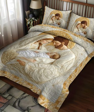 Joyous Nativity Scene 3-Piece Quilted Bedding Set
