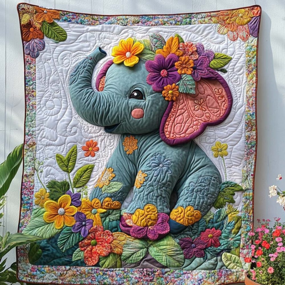 Jungle Bloom Quilted Blanket