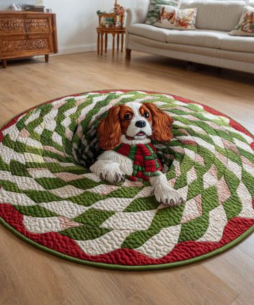 King Charles Spiral Quilted Round Mat