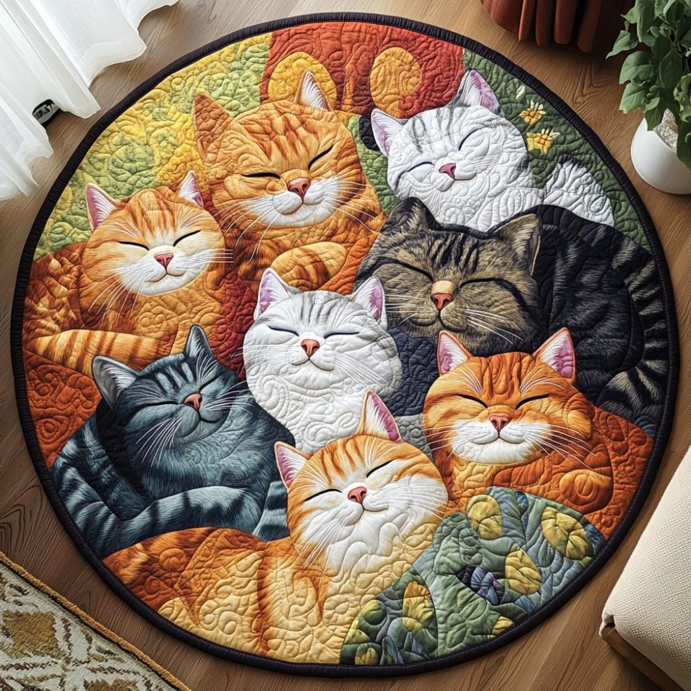 Kitty Comfort Spot Quilted Round Mat