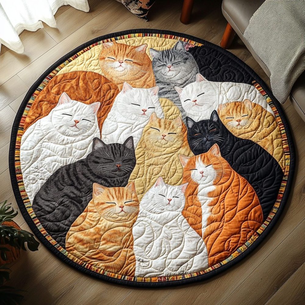 Kitty Cuddle Spot Quilted Round Mat