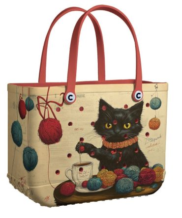 Chic Cat-Themed Tote Bag - Cute & Colorful Yarn Design, Perfect For Everyday Use