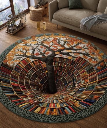 Knowledge Tree Hollow Quilted Round Mat