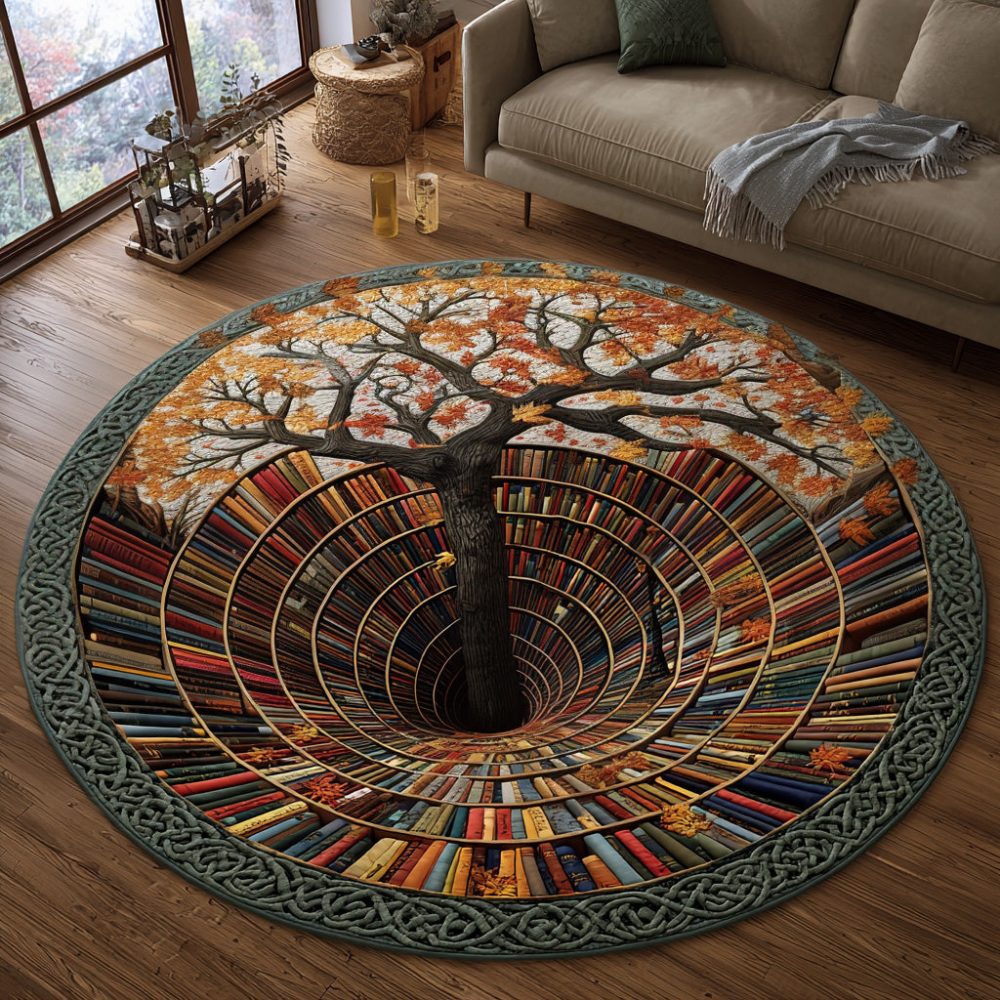 Knowledge Tree Hollow Quilted Round Mat