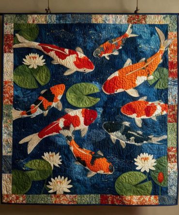 Koi Flow Quilted Blanket