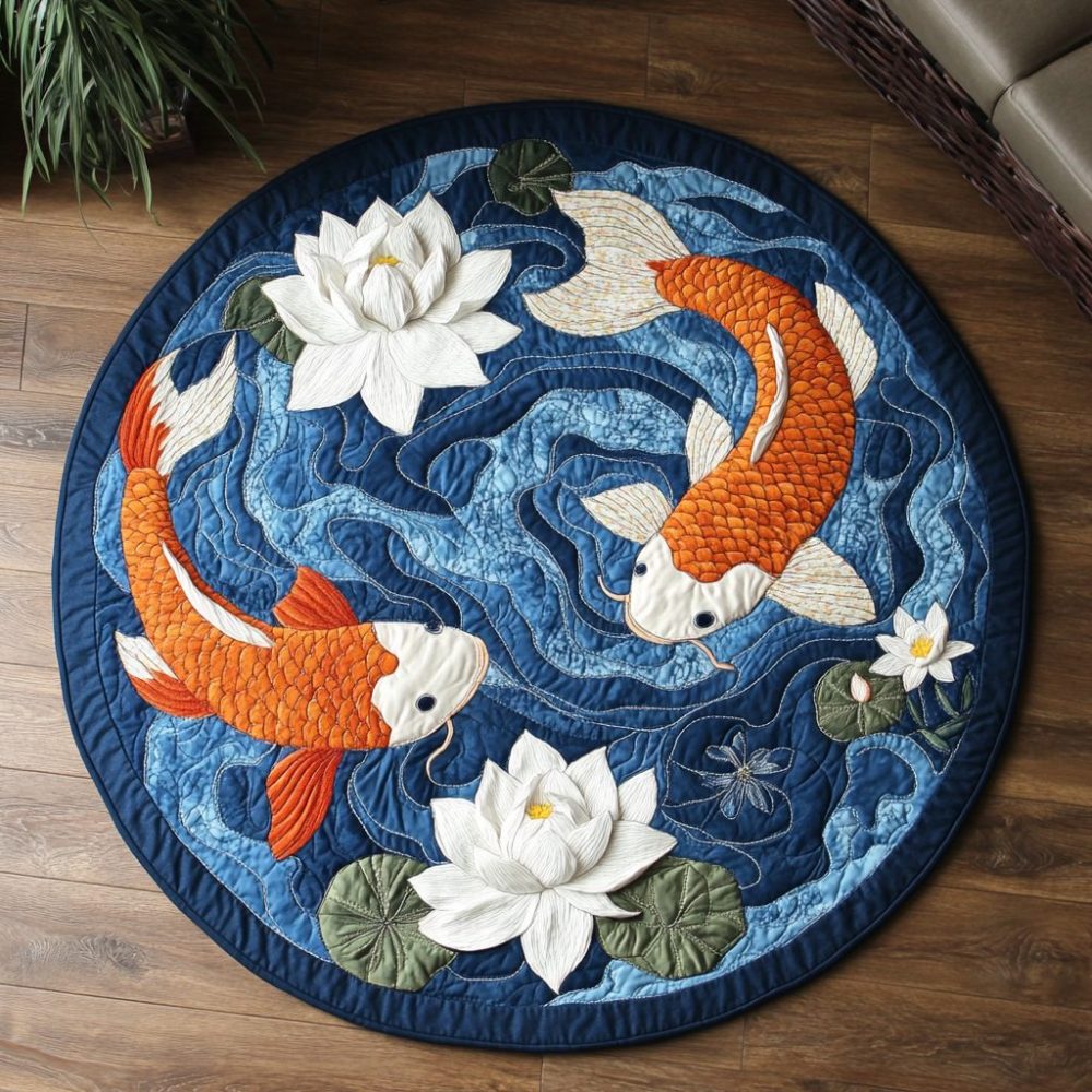 Koi Flow Quilted Round Mat
