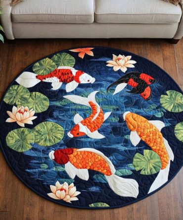 Koi Pond Quilted Round Mat