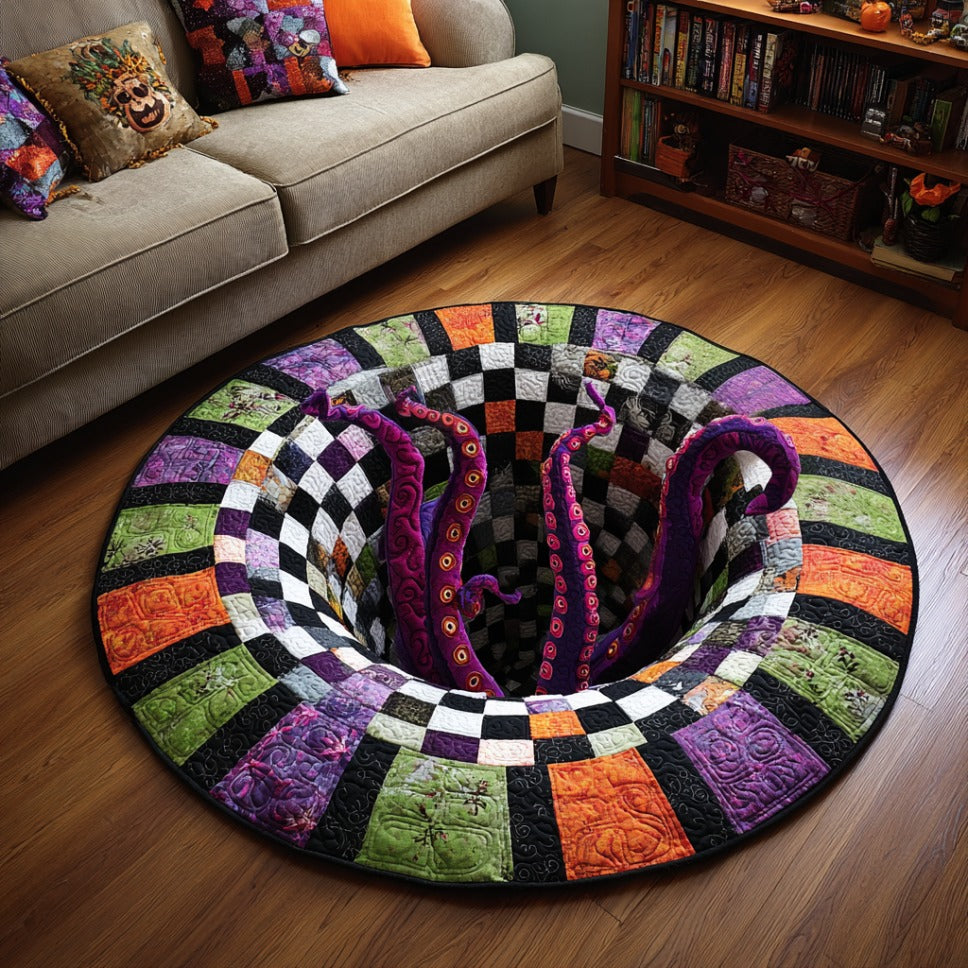 Kraken Tentacle Horror Quilted Round Mat