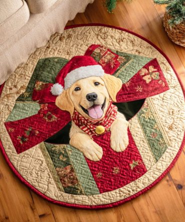 Labrador Gift Box Quilted Round Mat