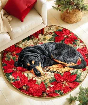Labrador Holiday Sleep Quilted Round Mat