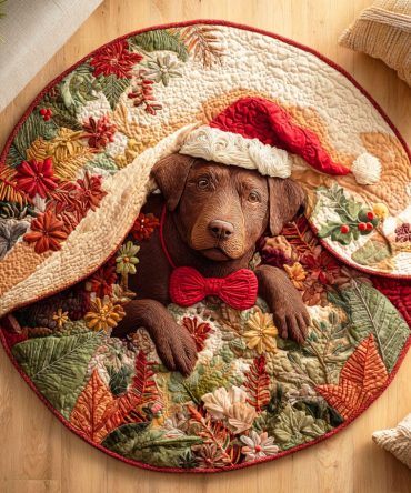 Labrador Snowy Rest Quilted Round Mat