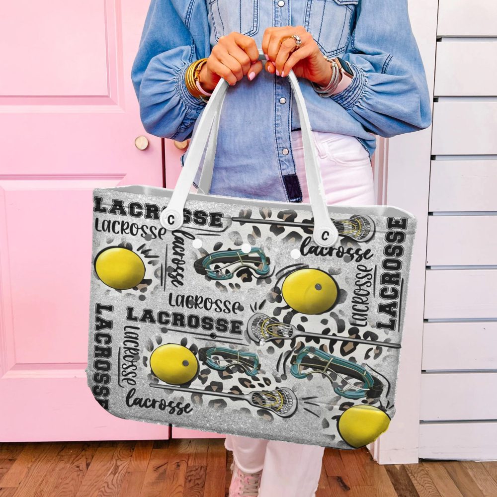 Bucket Tote Bag, Limited Edition Bogg Bag, Beach Bag Lacrosse Glitter - Image 5