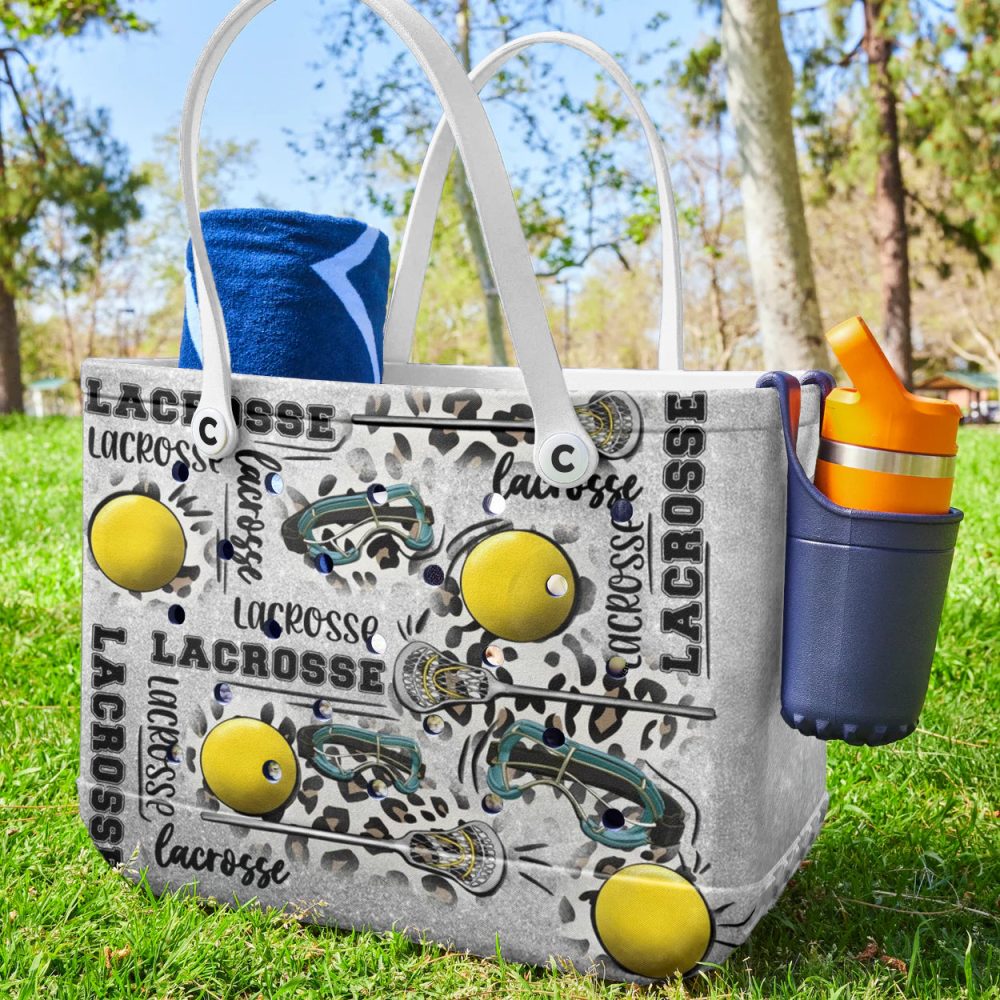 Bucket Tote Bag, Limited Edition Bogg Bag, Beach Bag Lacrosse Glitter - Image 2