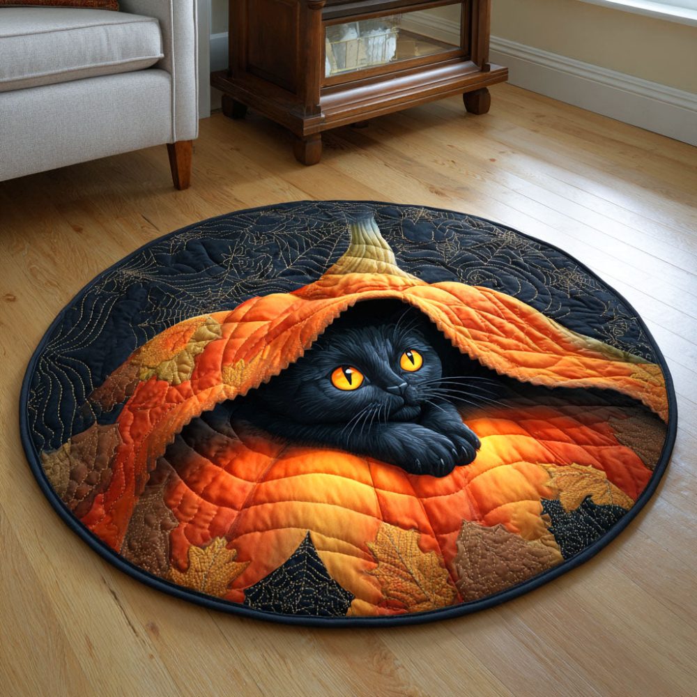Lantern Cat Spirit Quilted Round Mat