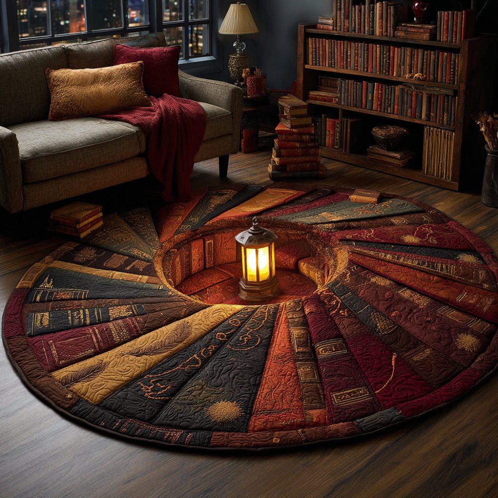 Lantern Library Spiral Quilted Round Mat
