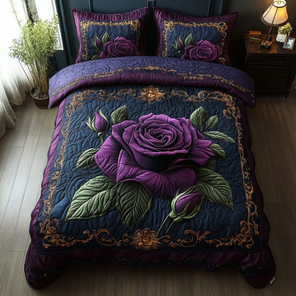 Lavender Elegance 3-Piece Quilted Bedding Set