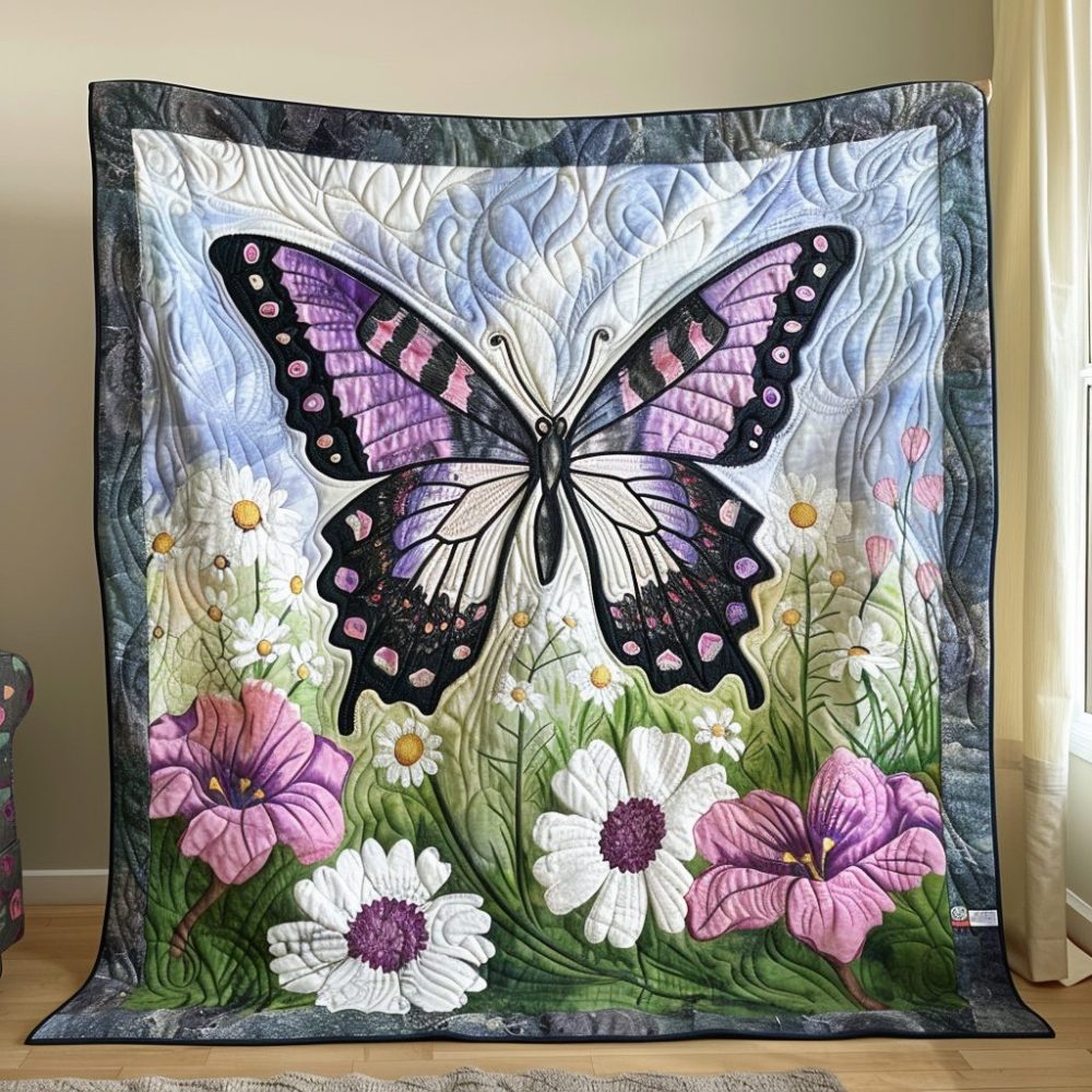 Lavender Wings Butterfly Quilted Blanket