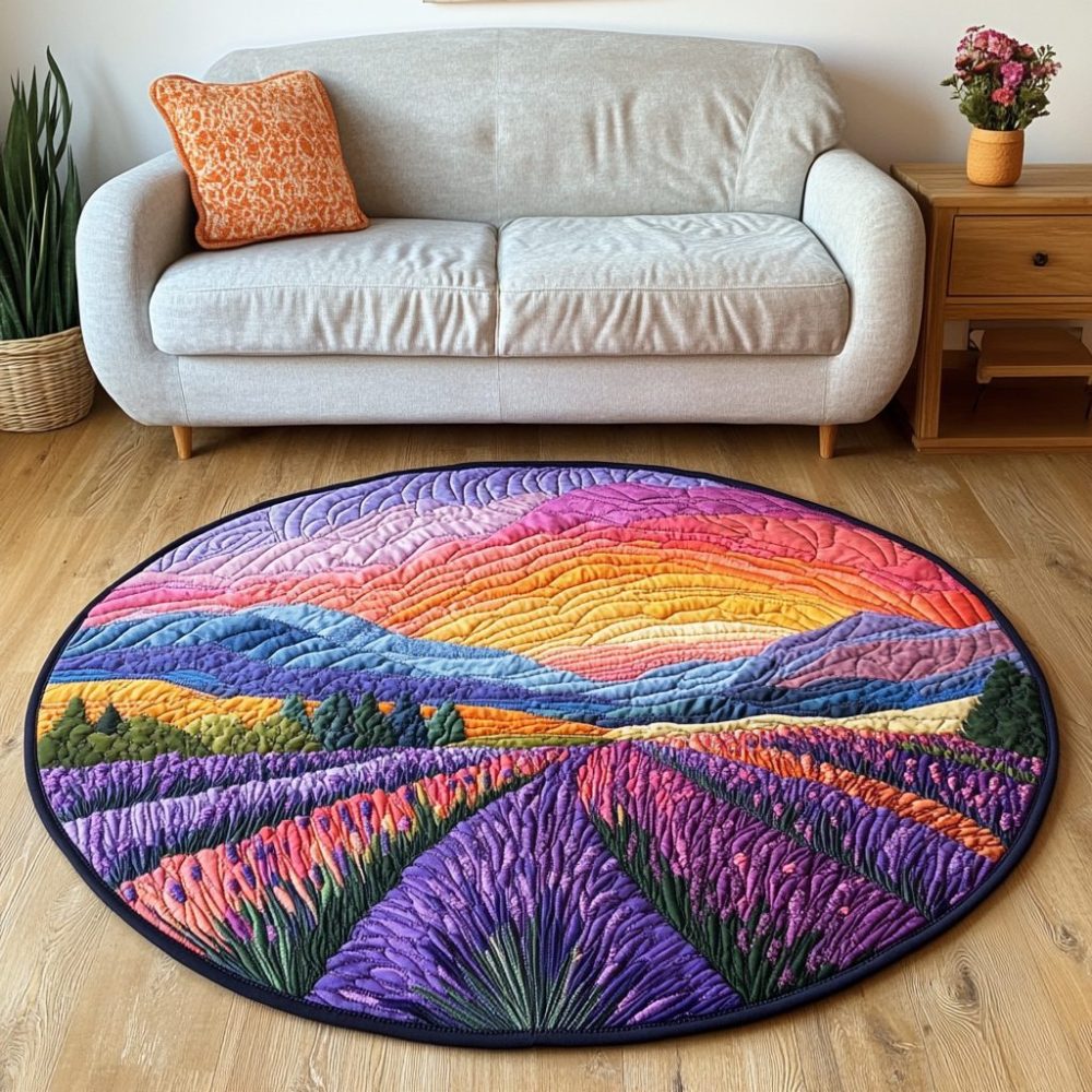 Lavender Fields Quilted Round Mat