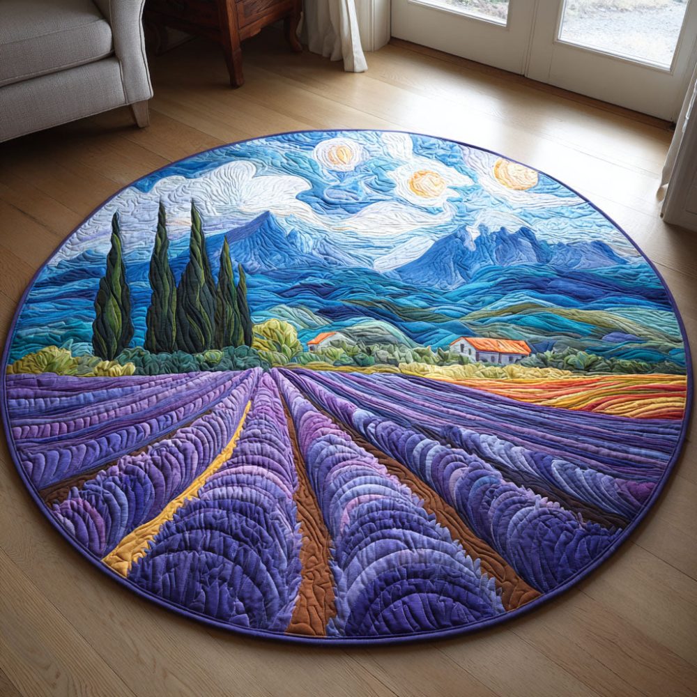 Lavender Fields Quilted Round Mat