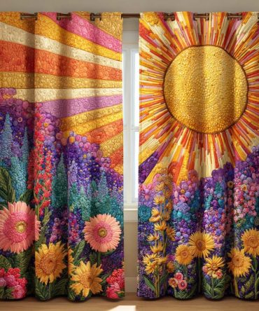 Lavender Sunrise Glow Quilted Curtains