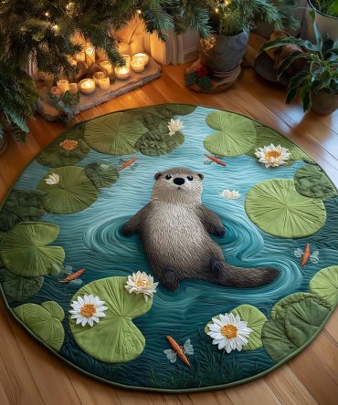 Lazy Otter Lagoon Quilted Round Mat