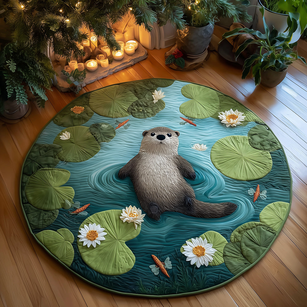Lazy Otter Lagoon Quilted Round Mat