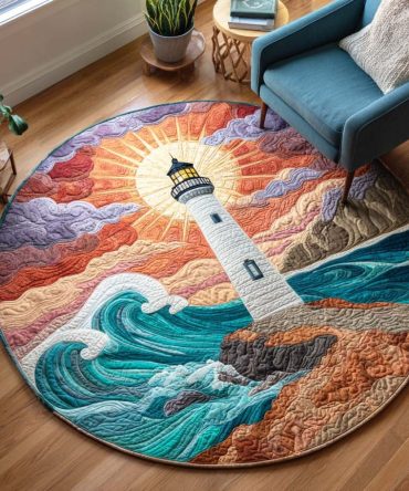 Lighthouse Beam Quilted Round Mat
