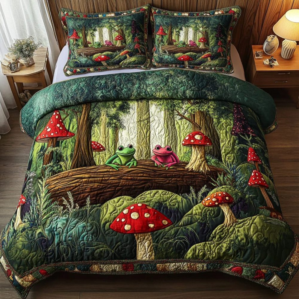 Lilypond Leap 3-Piece Quilted Bedding Set