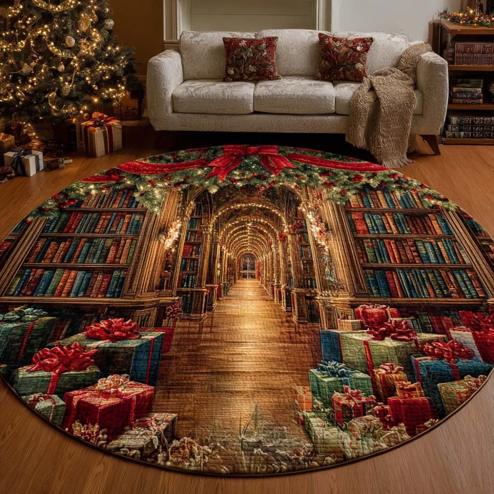 Literary Illusion Quilted Round Mat