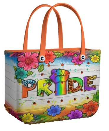 Vibrant Pride Tote Bag - Colorful Floral Design With Rainbow Fist - Perfect For Festivals & Everyday Use