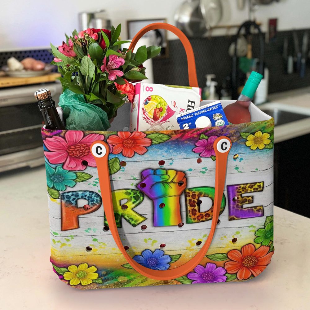 Vibrant Pride Tote Bag - Colorful Floral Design With Rainbow Fist - Perfect For Festivals & Everyday Use - Image 4