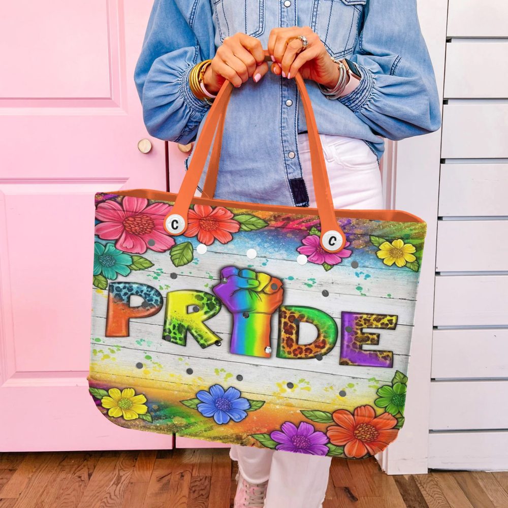 Vibrant Pride Tote Bag - Colorful Floral Design With Rainbow Fist - Perfect For Festivals & Everyday Use - Image 5
