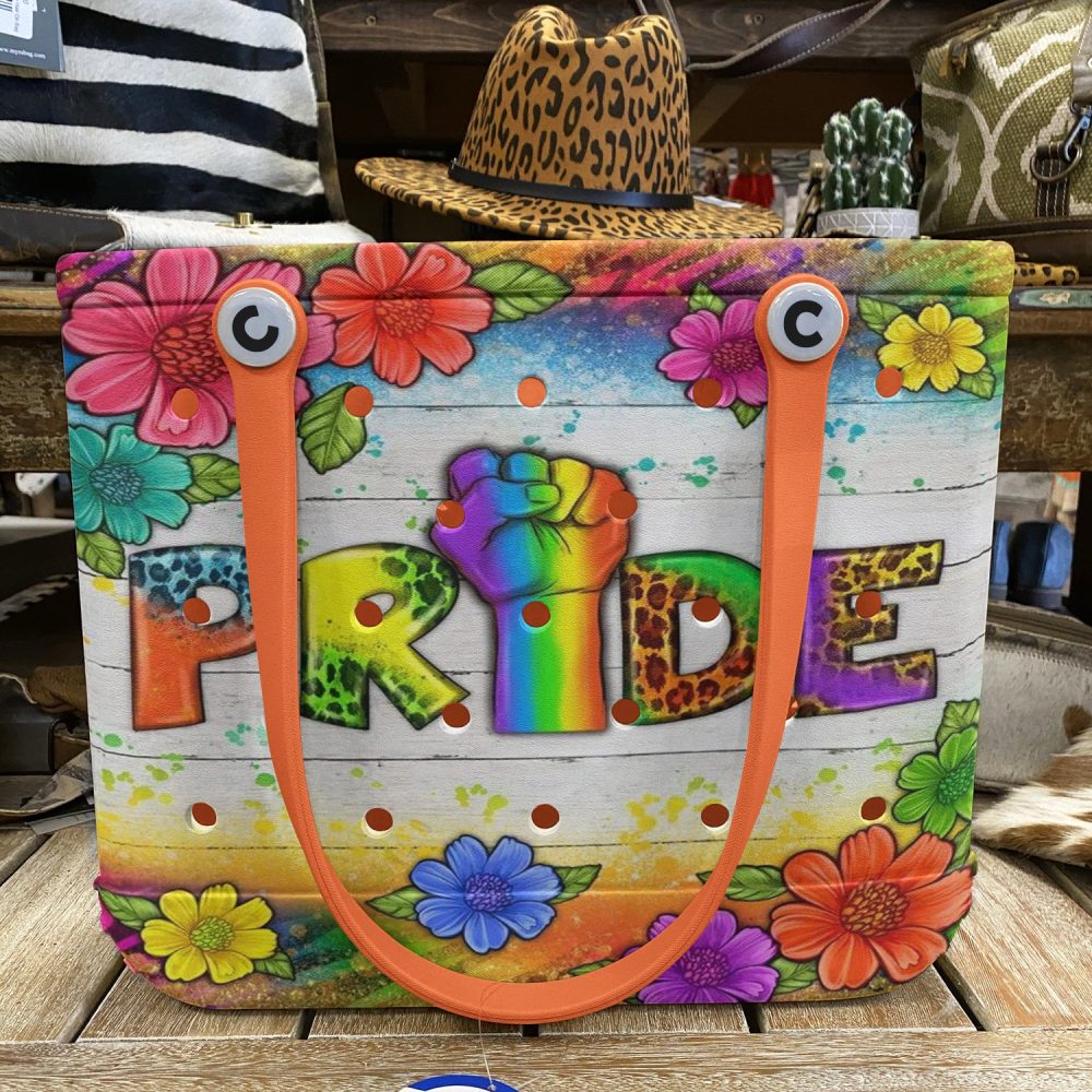 Vibrant Pride Tote Bag - Colorful Floral Design With Rainbow Fist - Perfect For Festivals & Everyday Use - Image 6