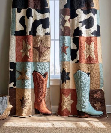 Lone Rider Boots Quilted Curtains