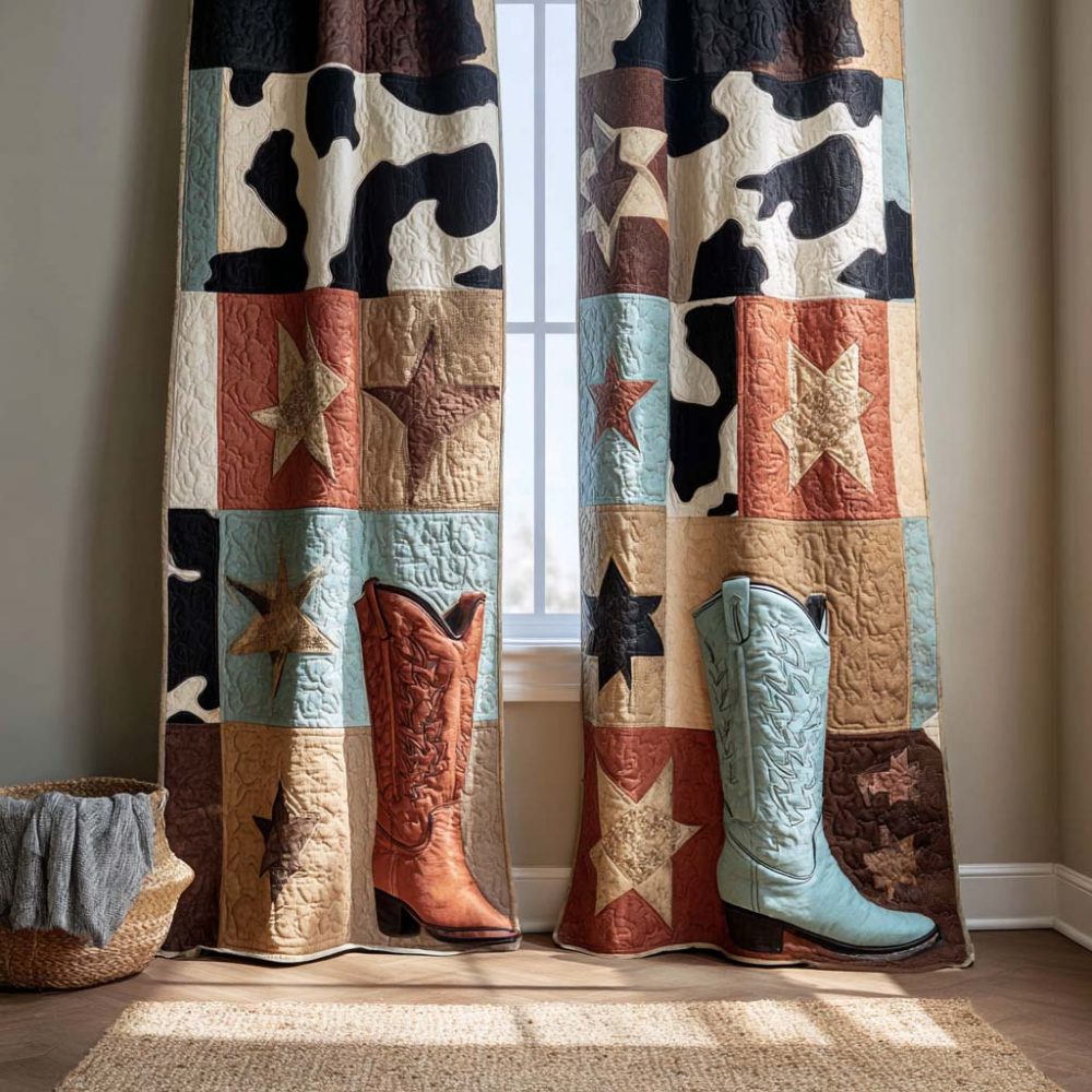 Lone Rider Boots Quilted Curtains