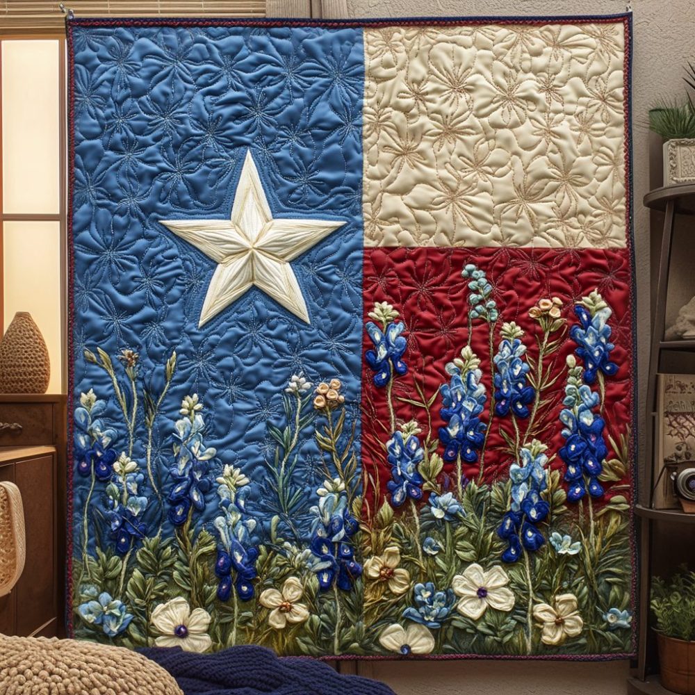 Lone Star Blooms Quilted Blanket