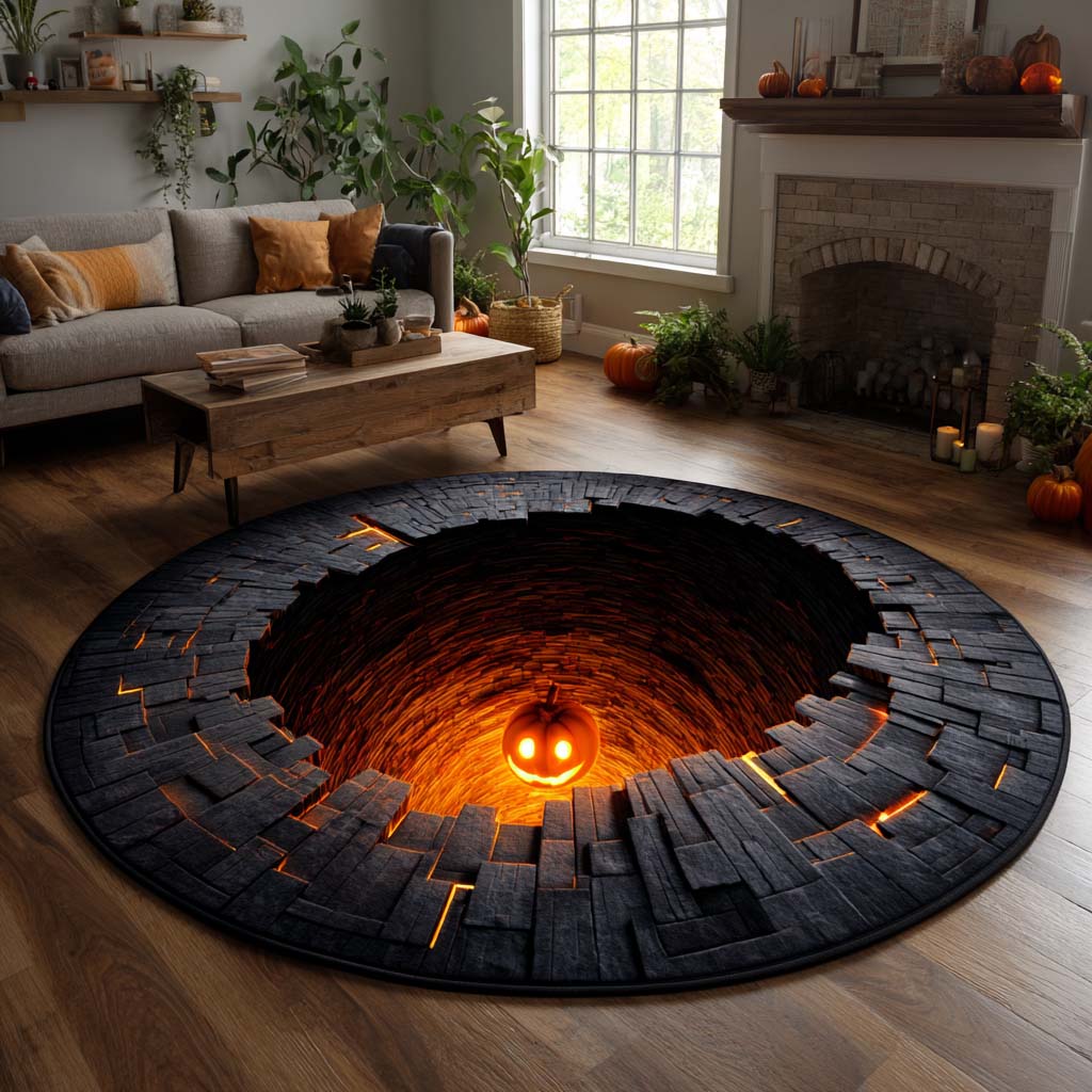 Lonely Pumpkin Abyss Quilted Round Mat