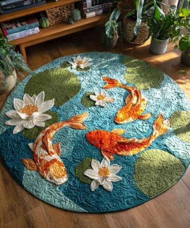 Lotus Serenity Quilted Round Mat
