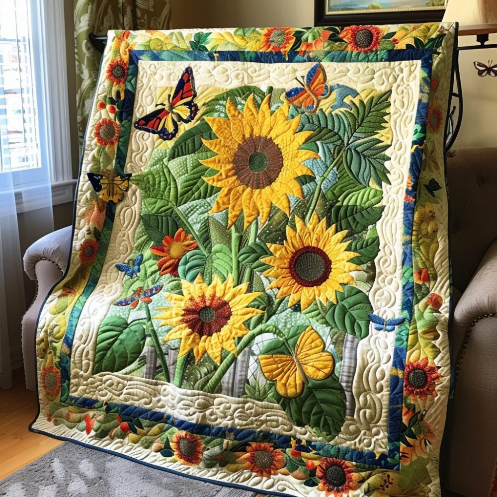 Lovable Sunflowers Quilted Blanket