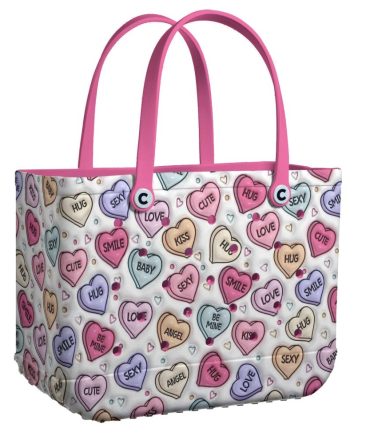 Colorful Heart Print Tote Bag – Cute & Stylish Carry-All For Everyday Use