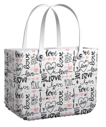 Bucket Tote Bag, Limited Edition Bogg Bag, Beach Bag Love Notes