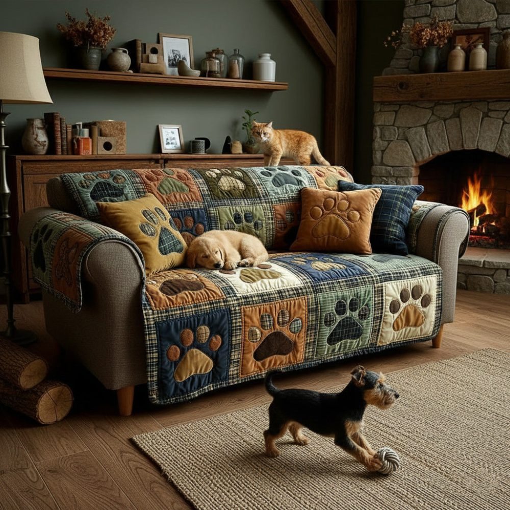 Love Paw Quilted Sofa Cover - Image 2